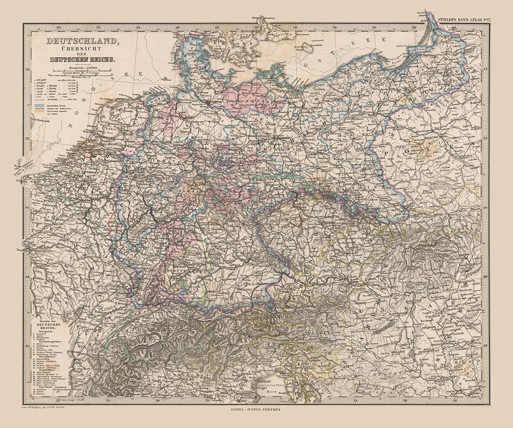 Overview Germany - Stieler 1885 art print by Stieler for $57.95 CAD