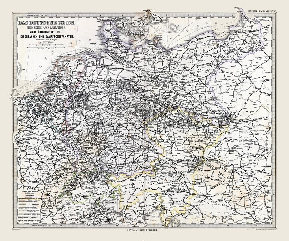 Europe German Railways Steamboats Germany art print by Stieler for $57.95 CAD