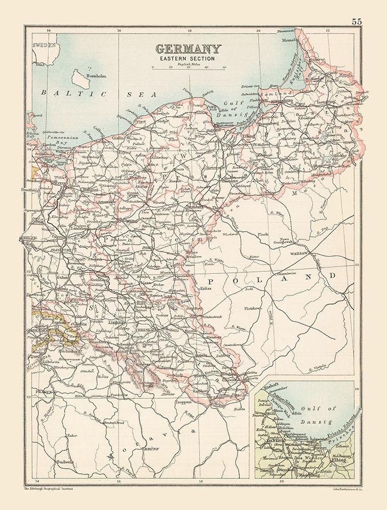 Eastern Germany - Bartholomew 1892 art print by Bartholomew for $57.95 CAD