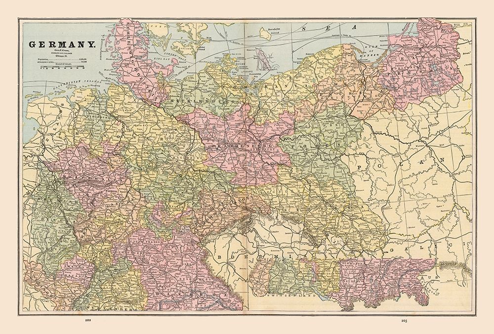 Germany - Cram 1888 art print by Cram for $57.95 CAD