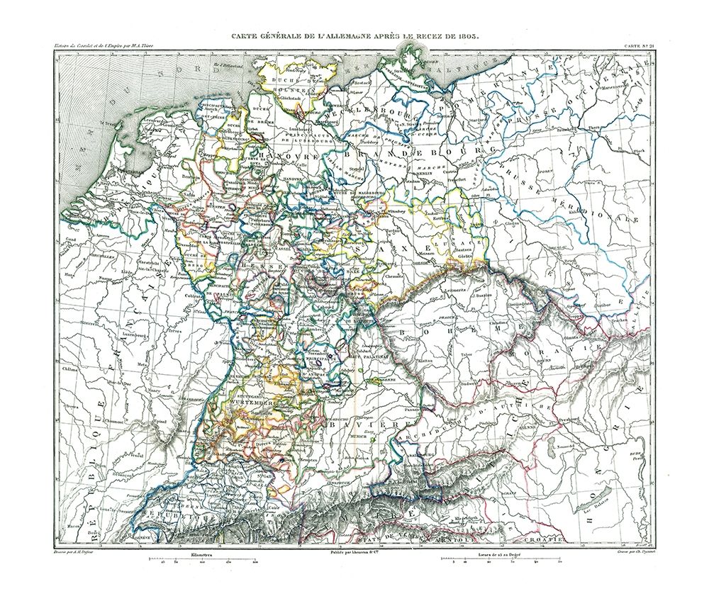 Mediatization of 1805 Germany - Thiers 1866 art print by Thiers for $57.95 CAD