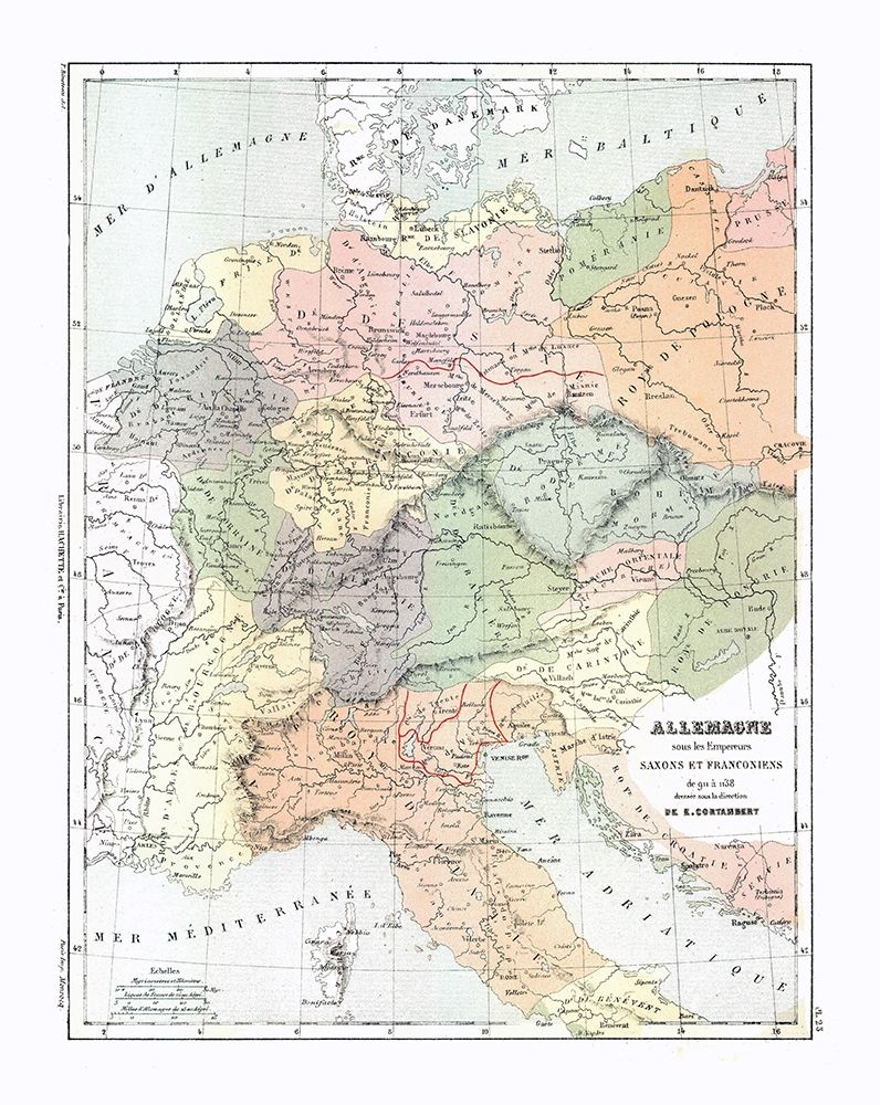 Europe Germany Italy - Cortambert 1880 art print by Cortambert for $57.95 CAD