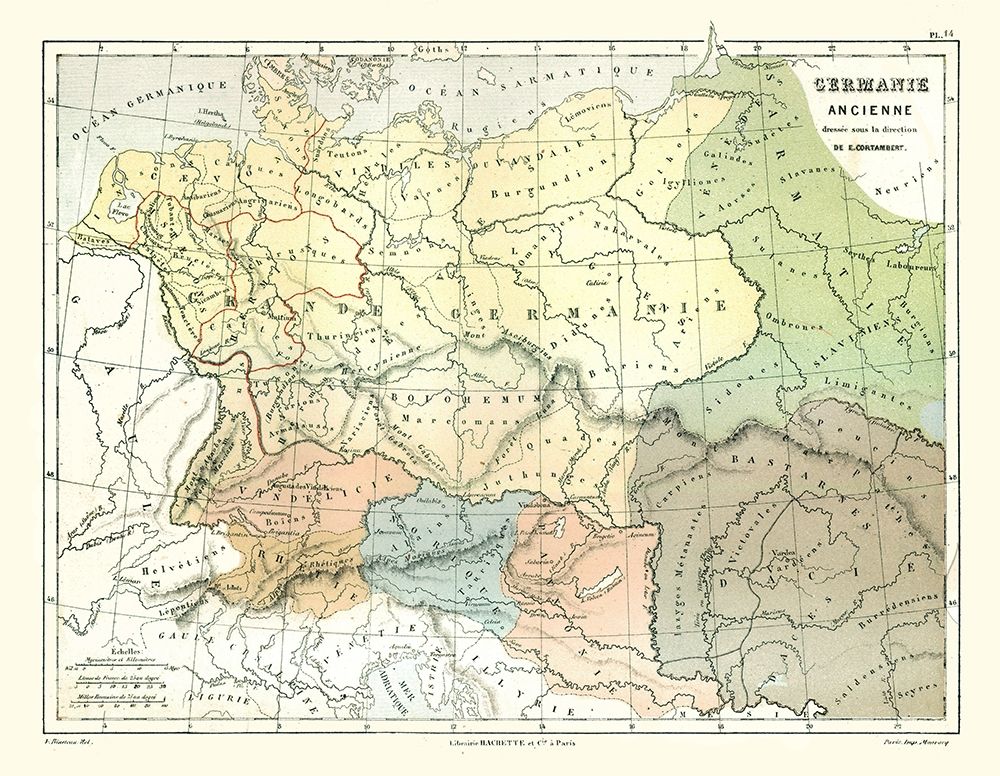Ancient Germany - Cortambert 1880 art print by Cortambert for $57.95 CAD