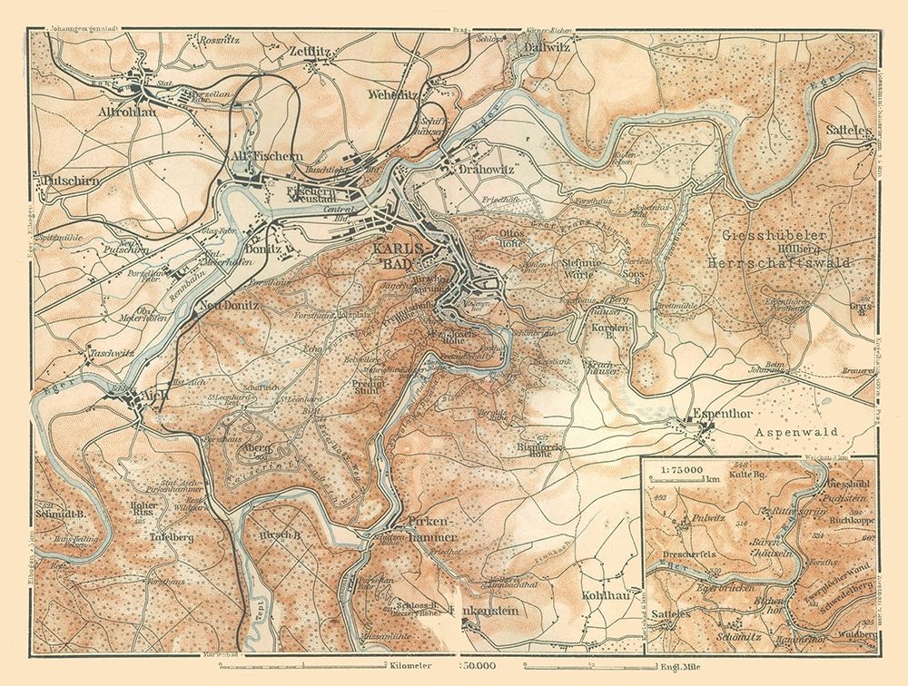 Karlsbad Region Germany - Baedeker 1910 art print by Baedeker for $57.95 CAD