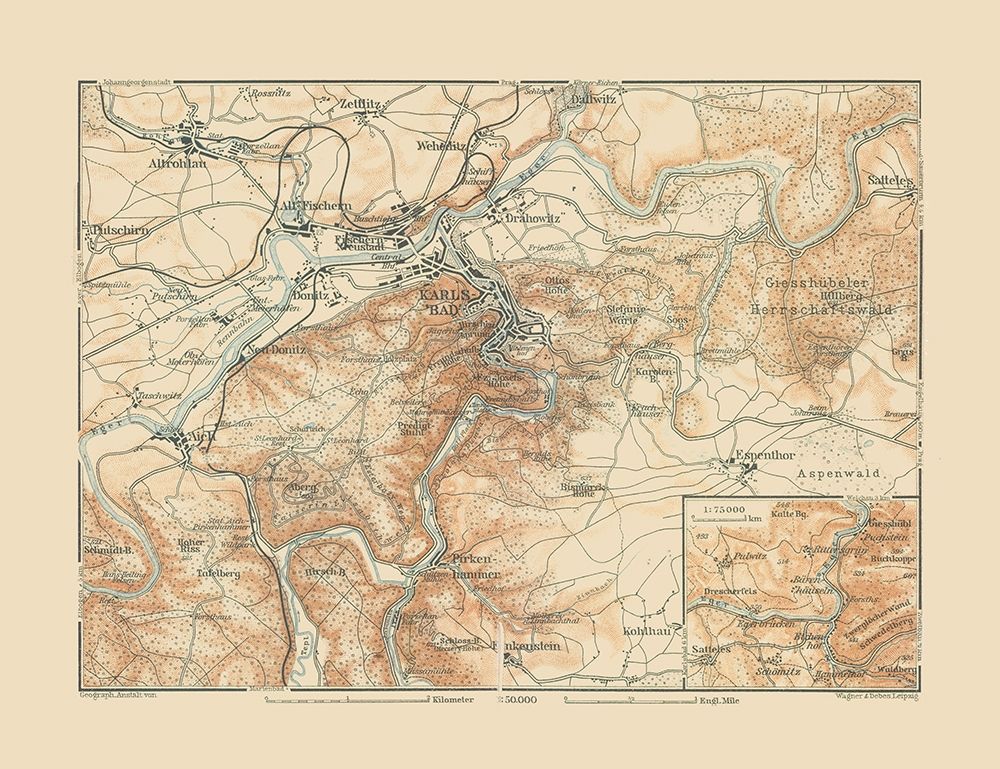 Karlsbad Region Germany - Baedeker 1910 art print by Baedeker for $57.95 CAD