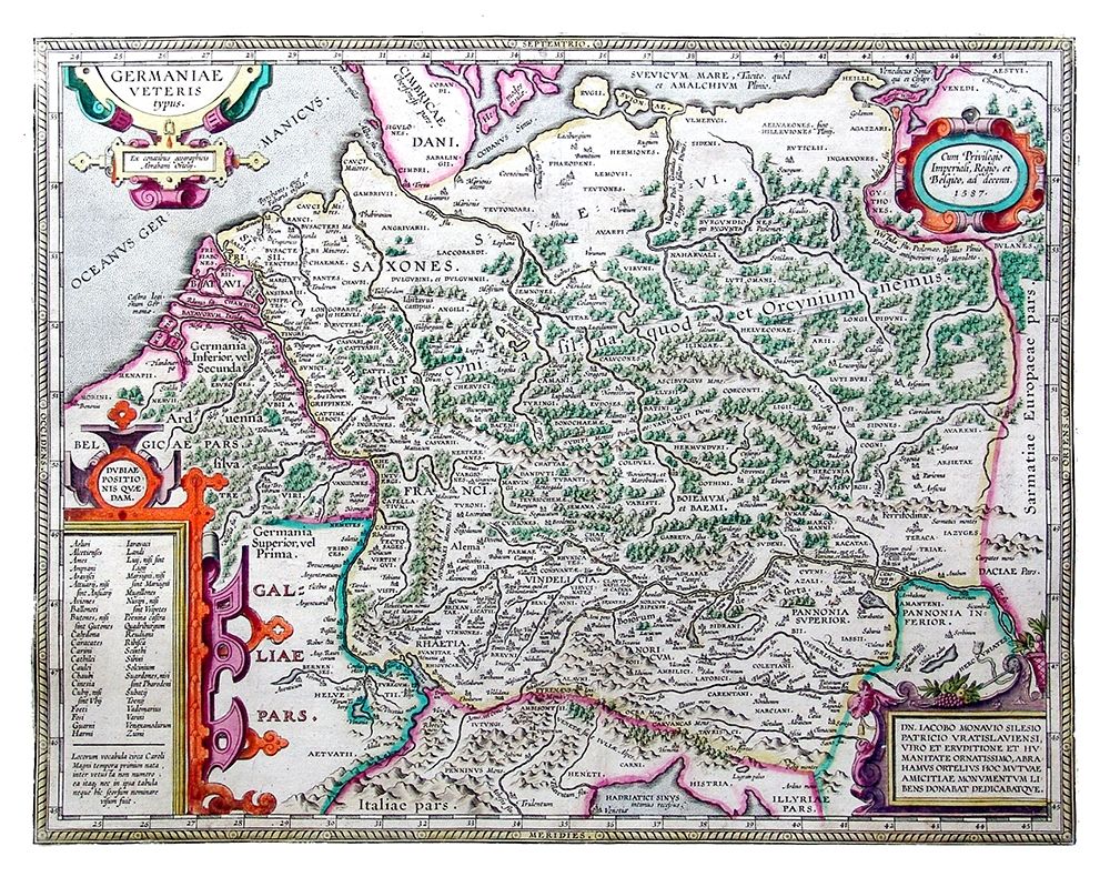 Ancient Germany - Ortelius 1587 art print by Ortelius for $57.95 CAD