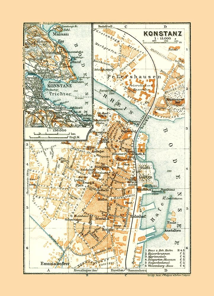 Konstanz Germany - Baedeker 1921 art print by Baedeker for $57.95 CAD