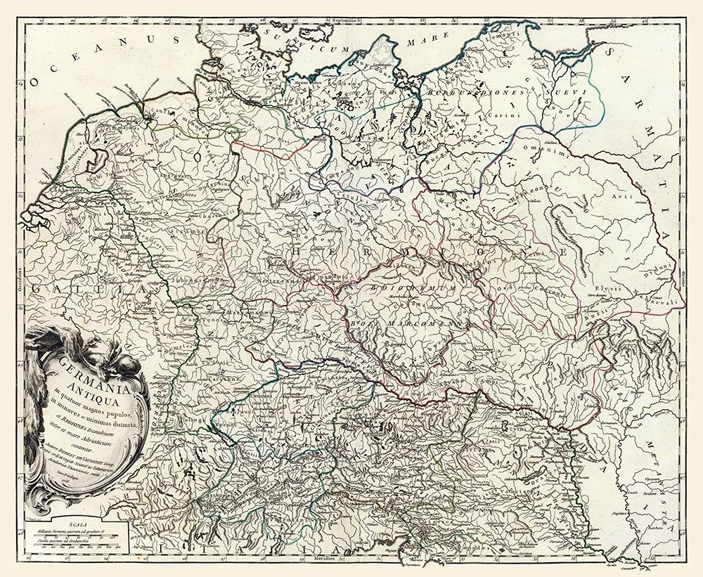 Ancient Germany - Vaugondy 1757 art print by Vaugondy for $57.95 CAD