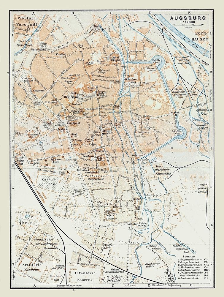 Augsburg Germany - Baedeker 1914 art print by Baedeker for $57.95 CAD