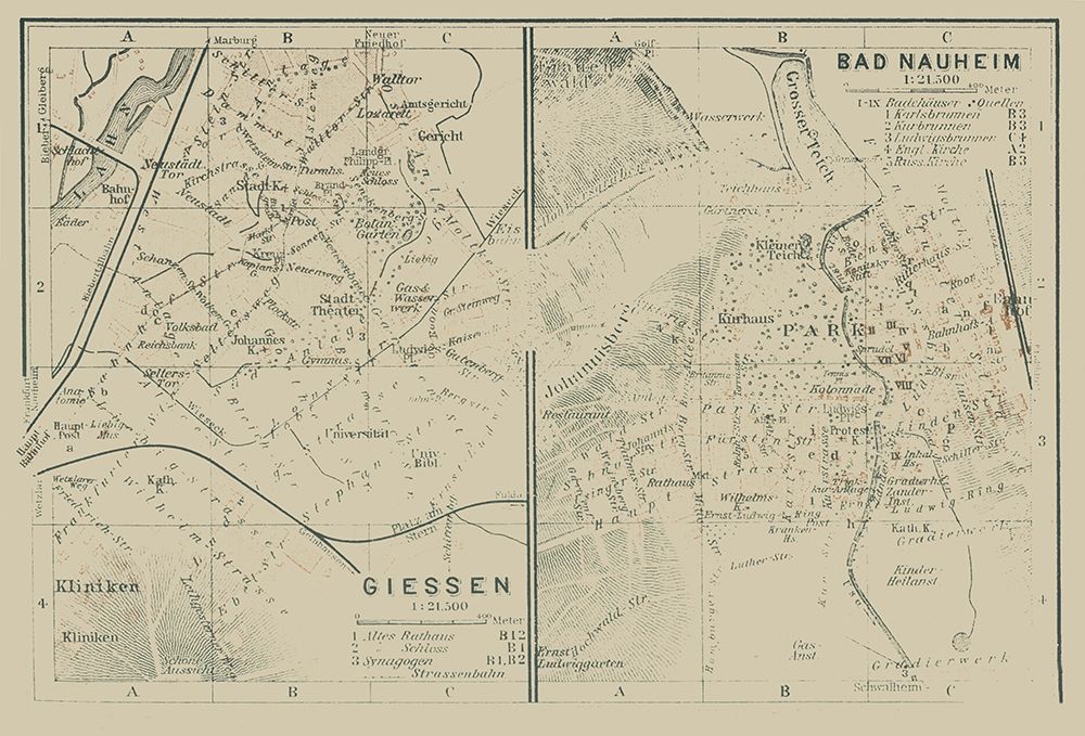 Giessen Bad Nauheim Germany - Baedeker 1914 art print by Baedeker for $57.95 CAD
