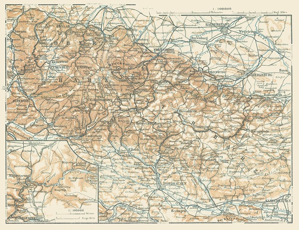 Ober Harz Unter Harz Germany - Baedeker 1914 art print by Baedeker for $57.95 CAD