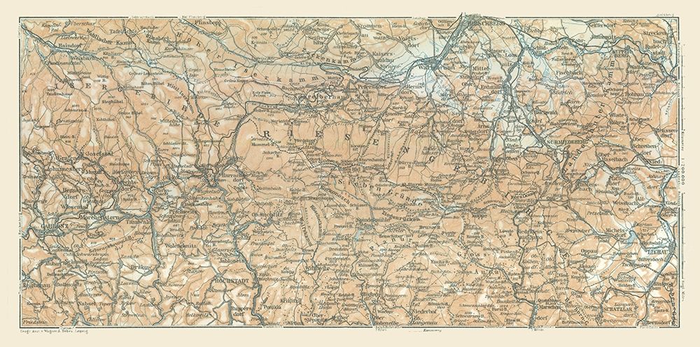Isergebirge Riesengebirge Germany - Baedeker 1914 art print by Baedeker for $57.95 CAD