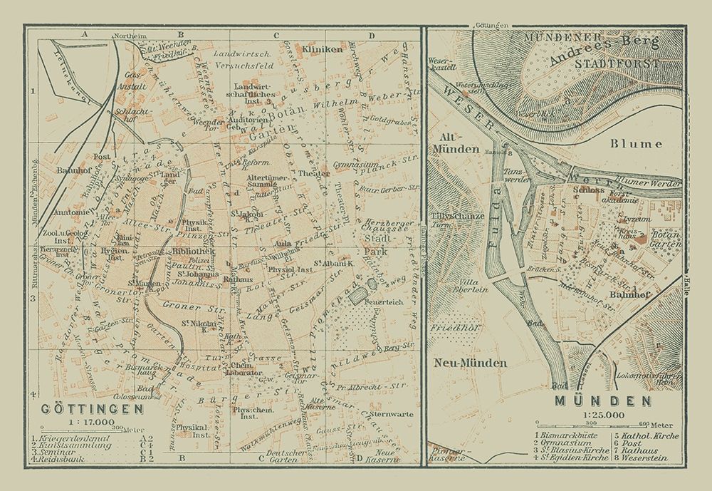 Gottingen Munden Germany - Baedeker 1914 art print by Baedeker for $57.95 CAD