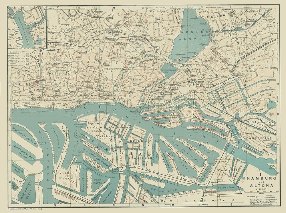 Hamburg Altona Germany - Baedeker 1914 art print by Baedeker for $57.95 CAD