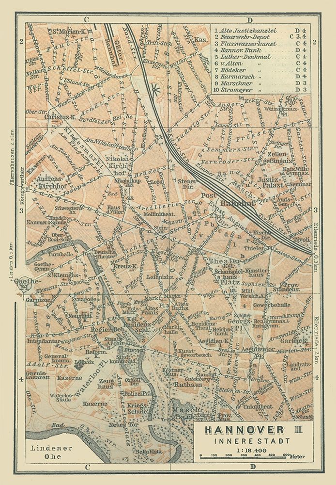 Hannover Inner City Germany - Baedeker 1914 art print by Baedeker for $57.95 CAD