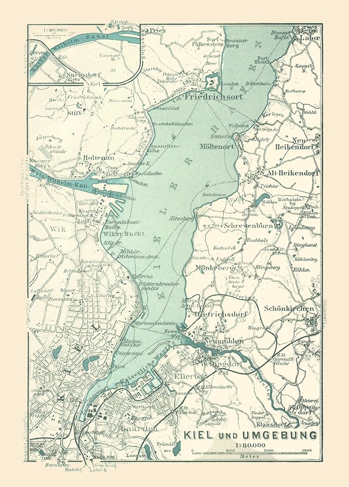 Kiel Surroundings Germany - Baedeker 1914 art print by Baedeker for $57.95 CAD