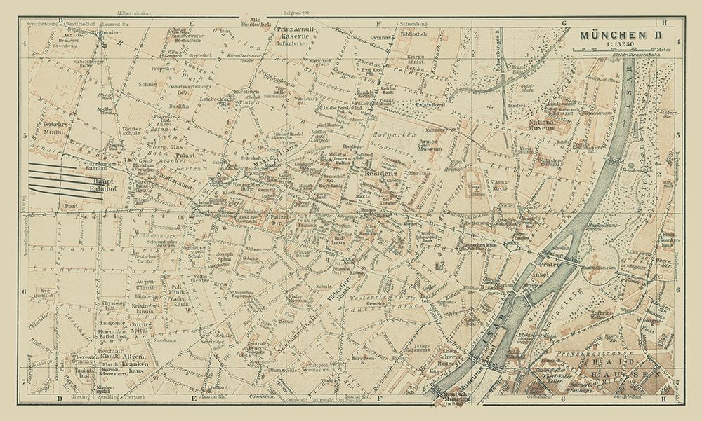 Central Munchen Germany  - Baedeker 1914 art print by Baedeker for $57.95 CAD