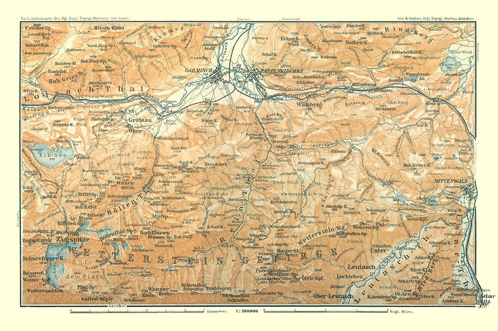 Wetterstein Mountains Germany - Baedeker 1914 art print by Baedeker for $57.95 CAD