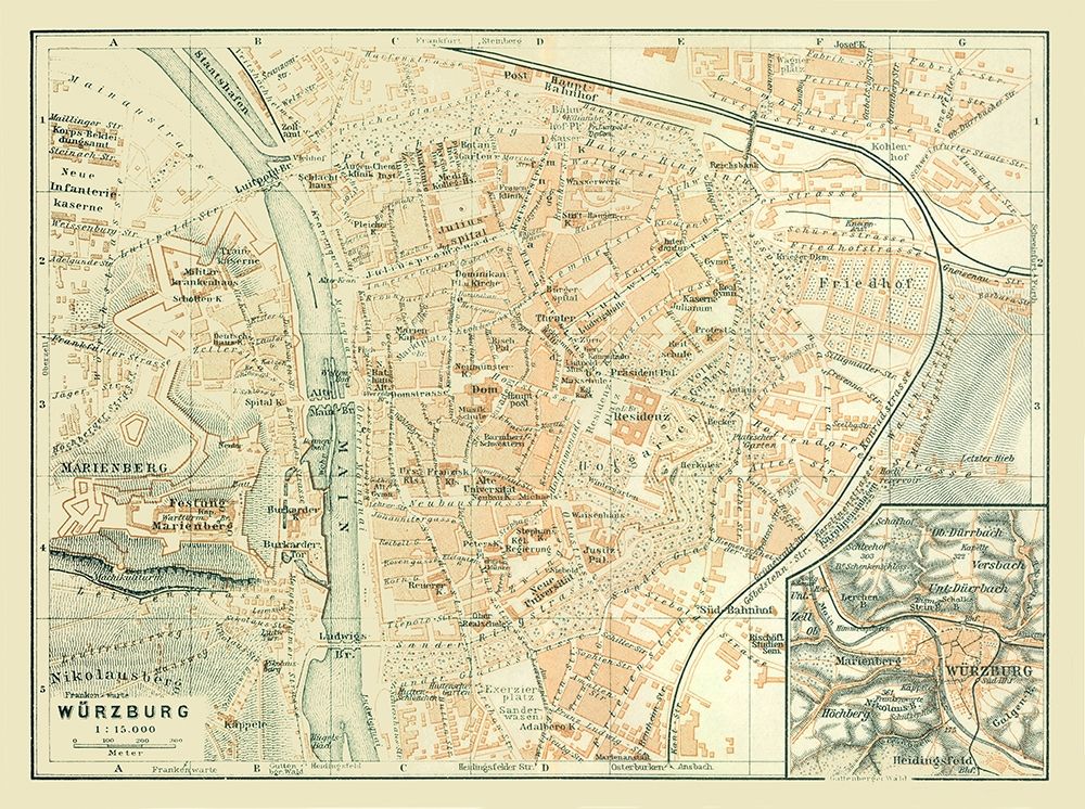 Wurzburg Germany - Baedeker 1914 art print by Baedeker for $57.95 CAD