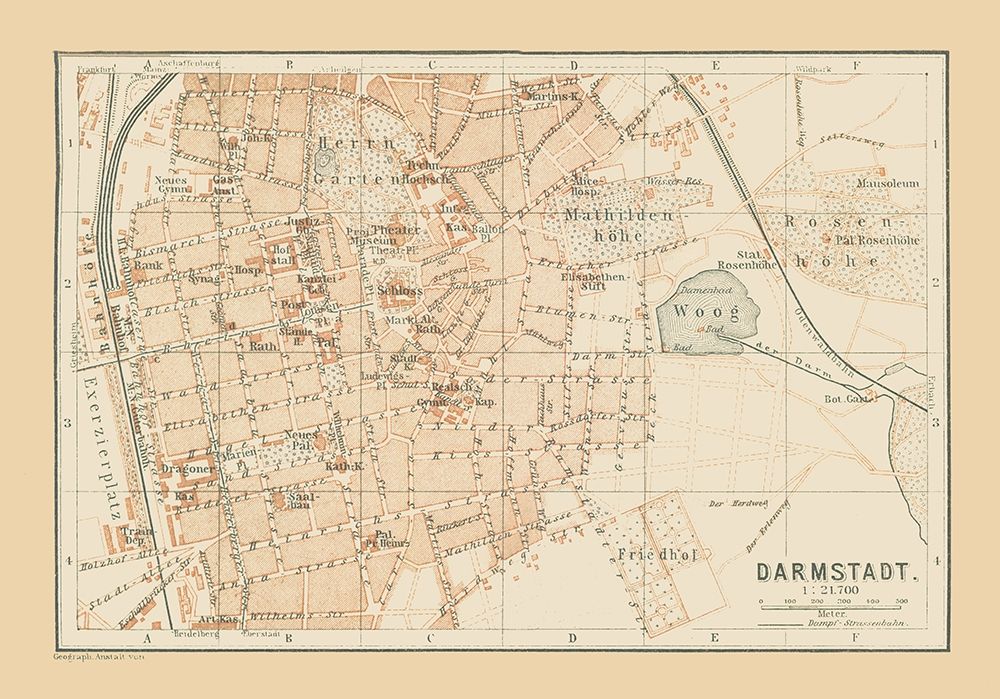 Darmstadt Germany - Baedeker 1896 art print by Baedeker for $57.95 CAD