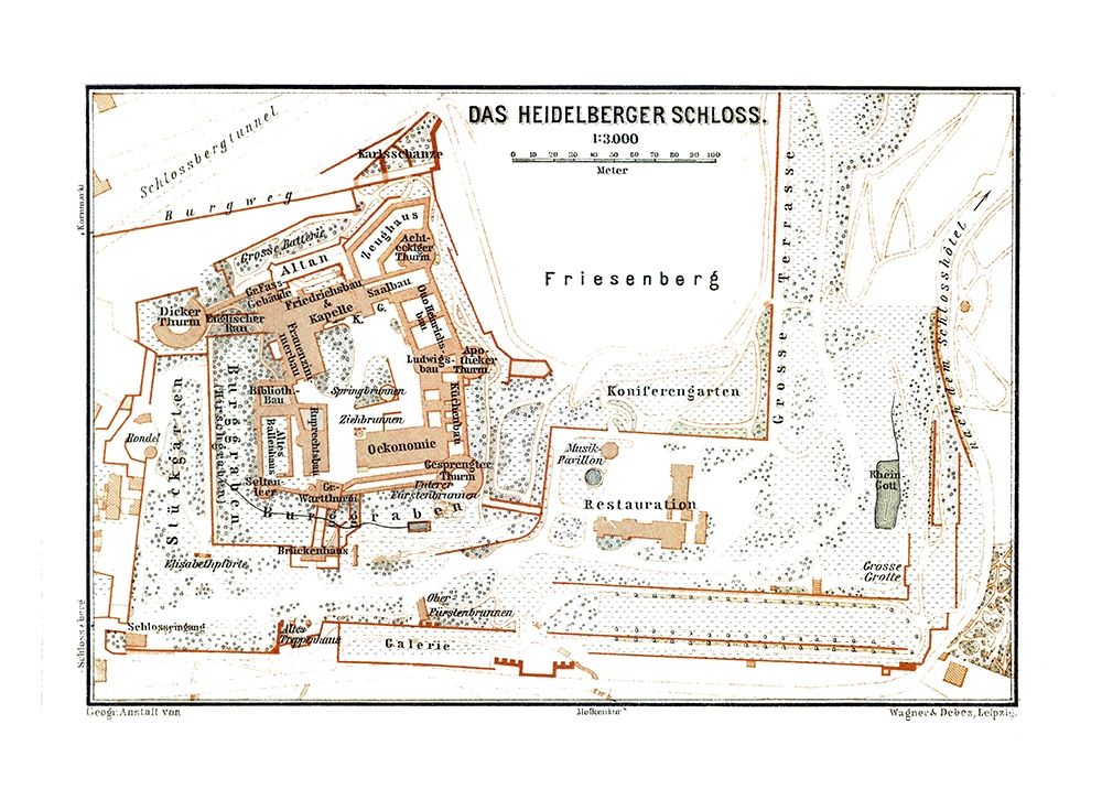 Heidelberg Castle Germany - Baedeker 1896 art print by Baedeker for $57.95 CAD