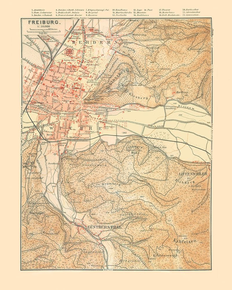 Freiburg Germany - Baedeker 1896 art print by Baedeker for $57.95 CAD
