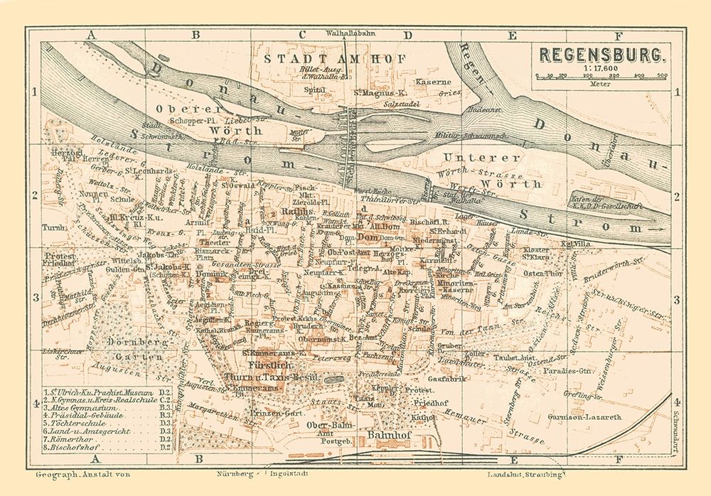 Regensburg Germany - Baedeker 1896 art print by Baedeker for $57.95 CAD