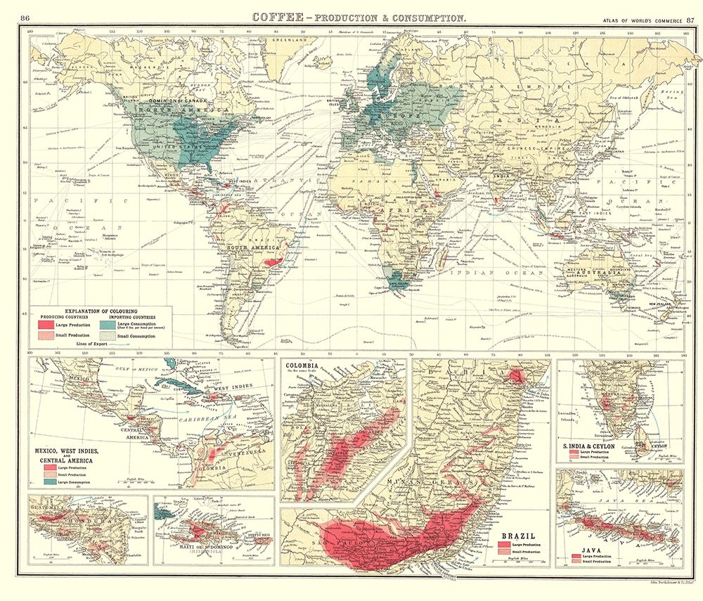 Global Coffee Production Consumption art print by Bartholomew for $57.95 CAD
