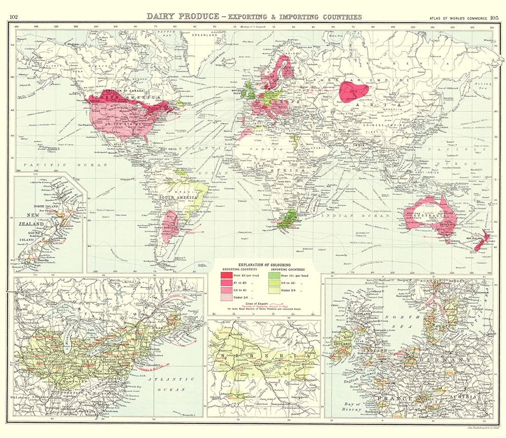 Global Dairy Produce Exporting Importing art print by Bartholomew for $57.95 CAD