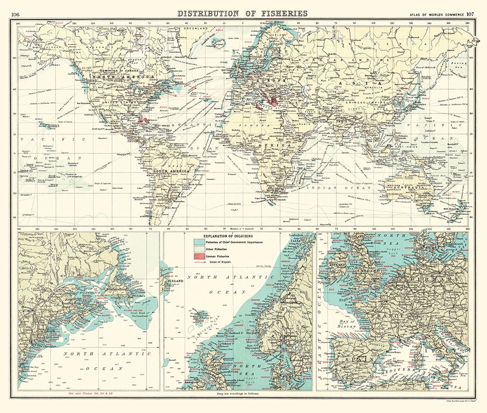 Global Distribution of Fisheries - Bartholomew art print by Bartholomew for $57.95 CAD