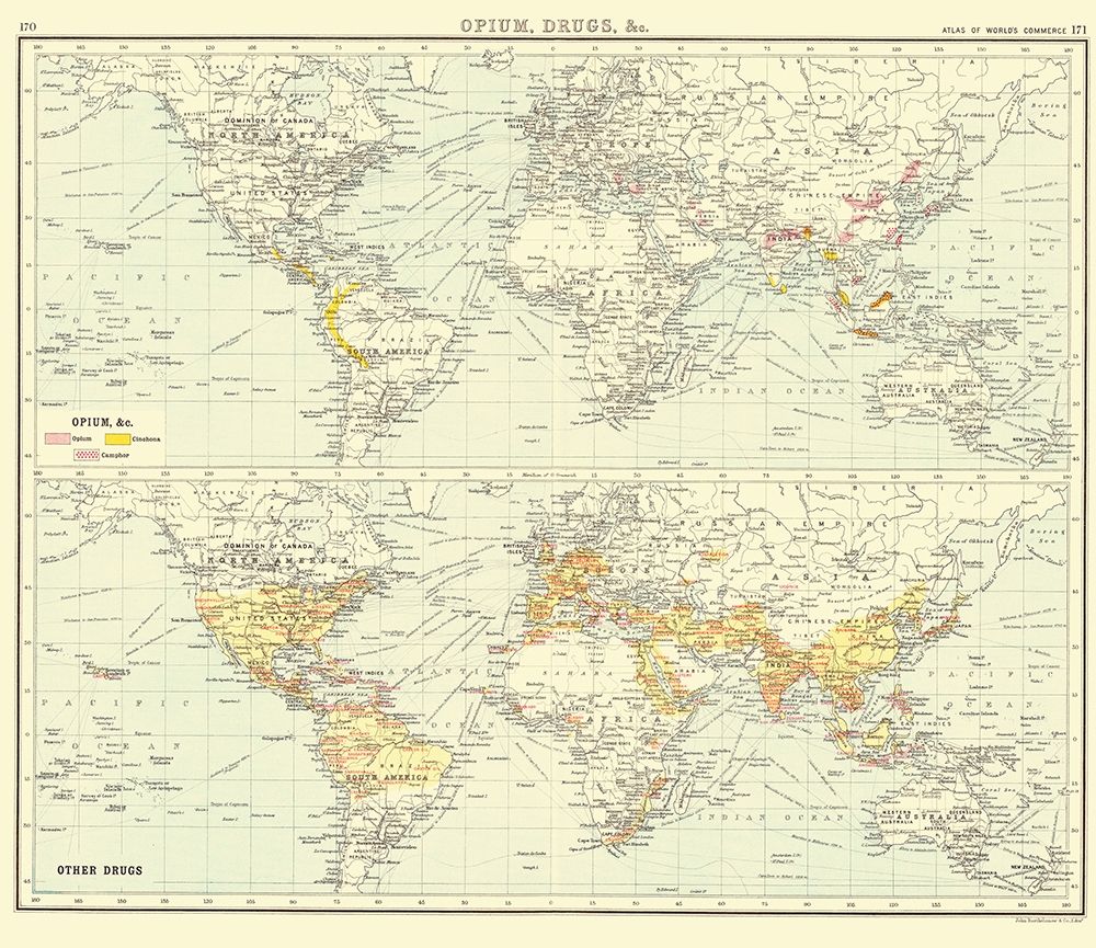 Global Opium Drugs - Bartholomew 1907 art print by Bartholomew for $57.95 CAD