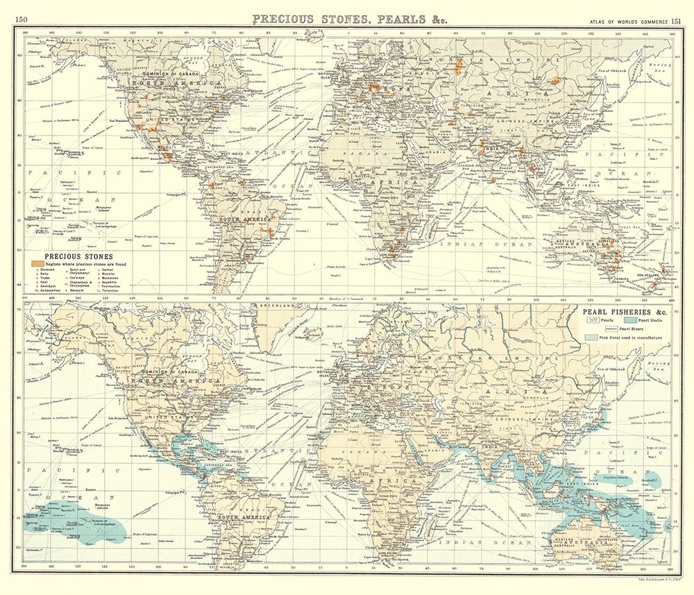 Global Precious Stones Pearls - Bartholomew 1907 art print by Bartholomew for $57.95 CAD