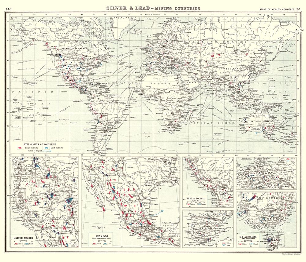 Global Silver Lead Mining Countries art print by Bartholomew for $57.95 CAD