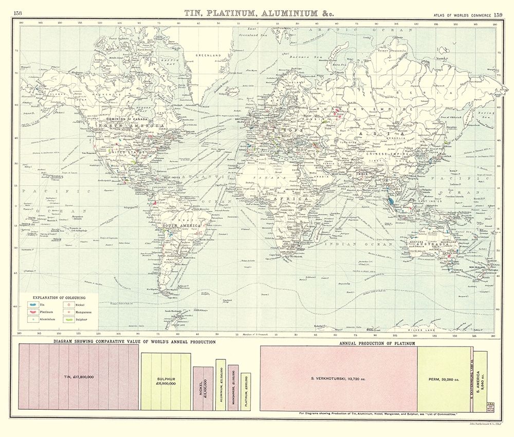 Global Tin Platinum Aluminium - Bartholomew 1907 art print by Bartholomew for $57.95 CAD