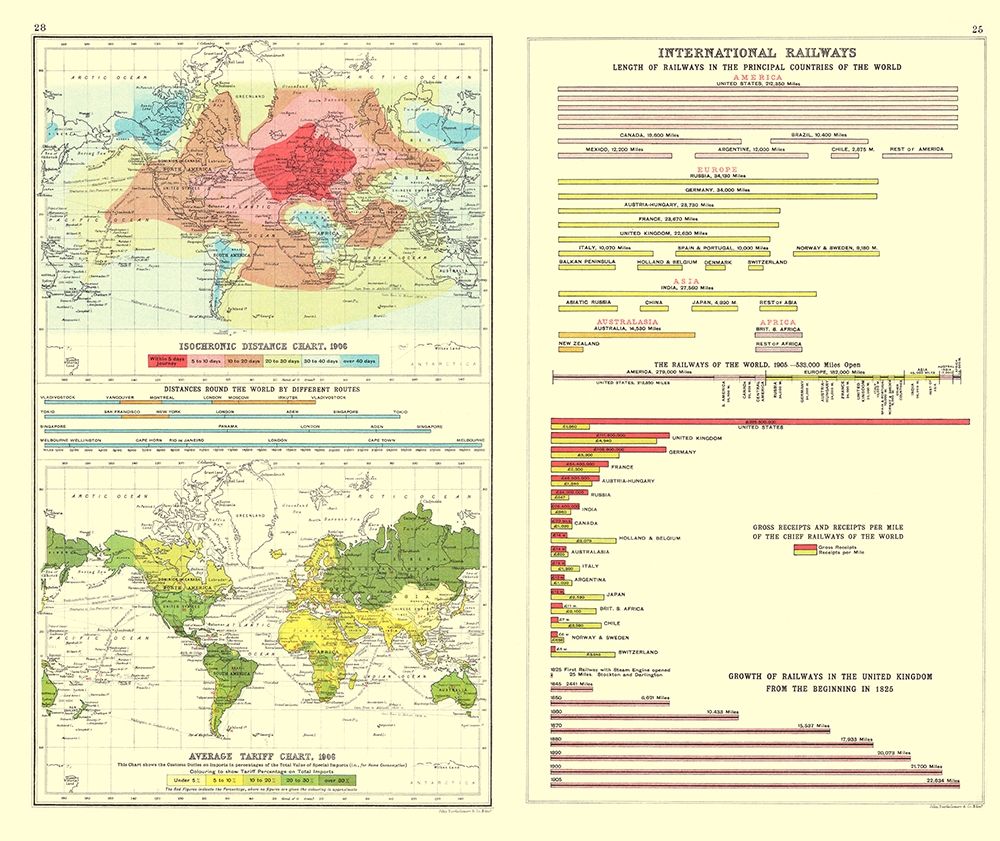 Global Isochronic Distance Tariff Railways art print by Bartholomew for $57.95 CAD