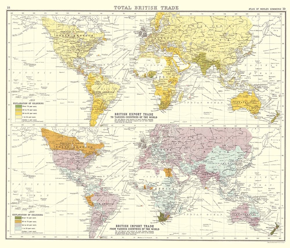 Global British Import Trade - Bartholomew 1907 art print by Bartholomew for $57.95 CAD