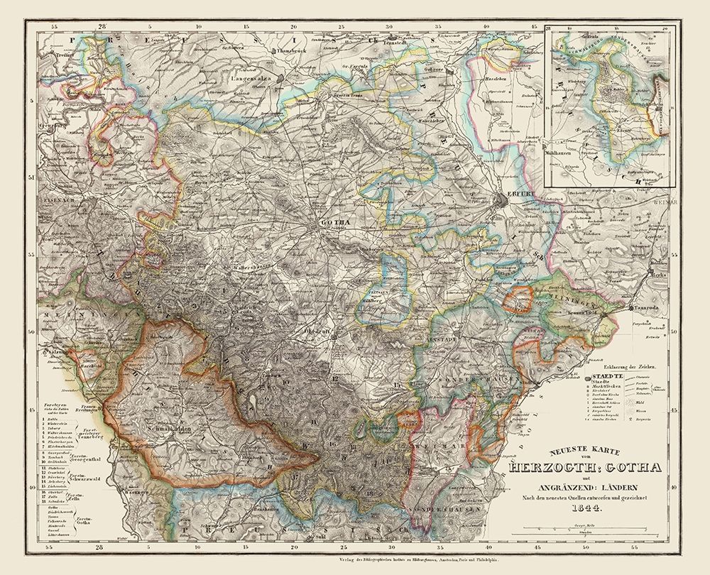 Gotha Herzogth Germany - Meyer 1844 art print by Meyer for $57.95 CAD