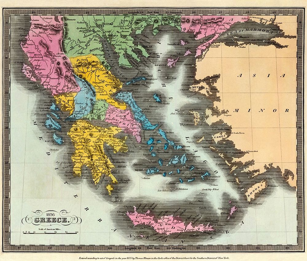 Greece - Colton 1856 art print by Colton for $57.95 CAD