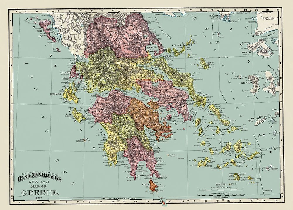 Greece - Rand McNally 1897 art print by Rand McNally for $57.95 CAD