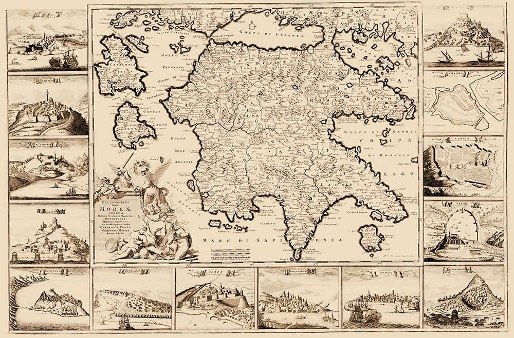Peloponnese Region Greece - De Wit 1680 art print by De Wit for $57.95 CAD