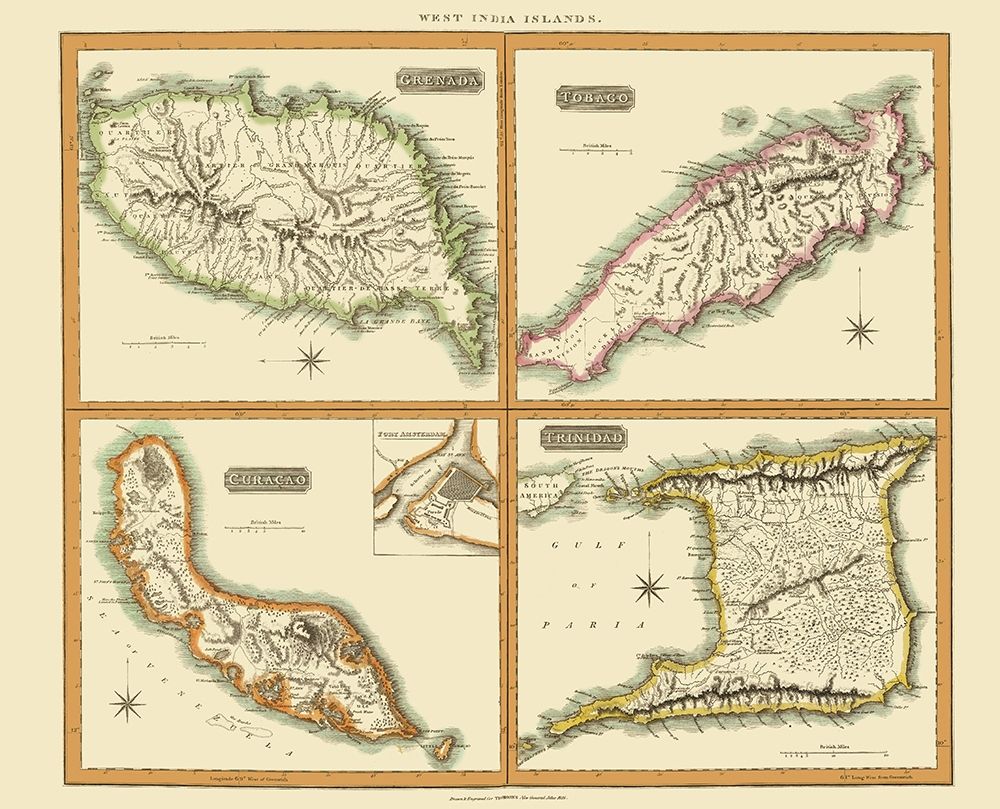 Caribbean Grenada Tobago Curacao Trinidad art print by Thomson for $57.95 CAD
