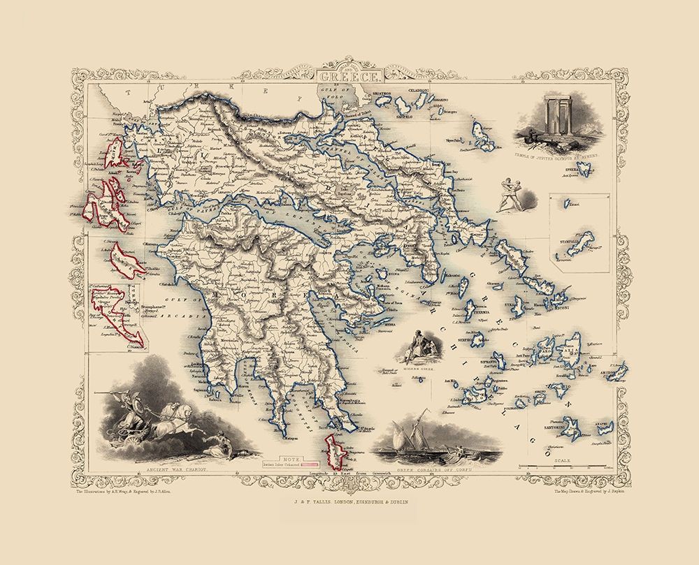 Greece - Tallis 1851 art print by Tallis for $57.95 CAD