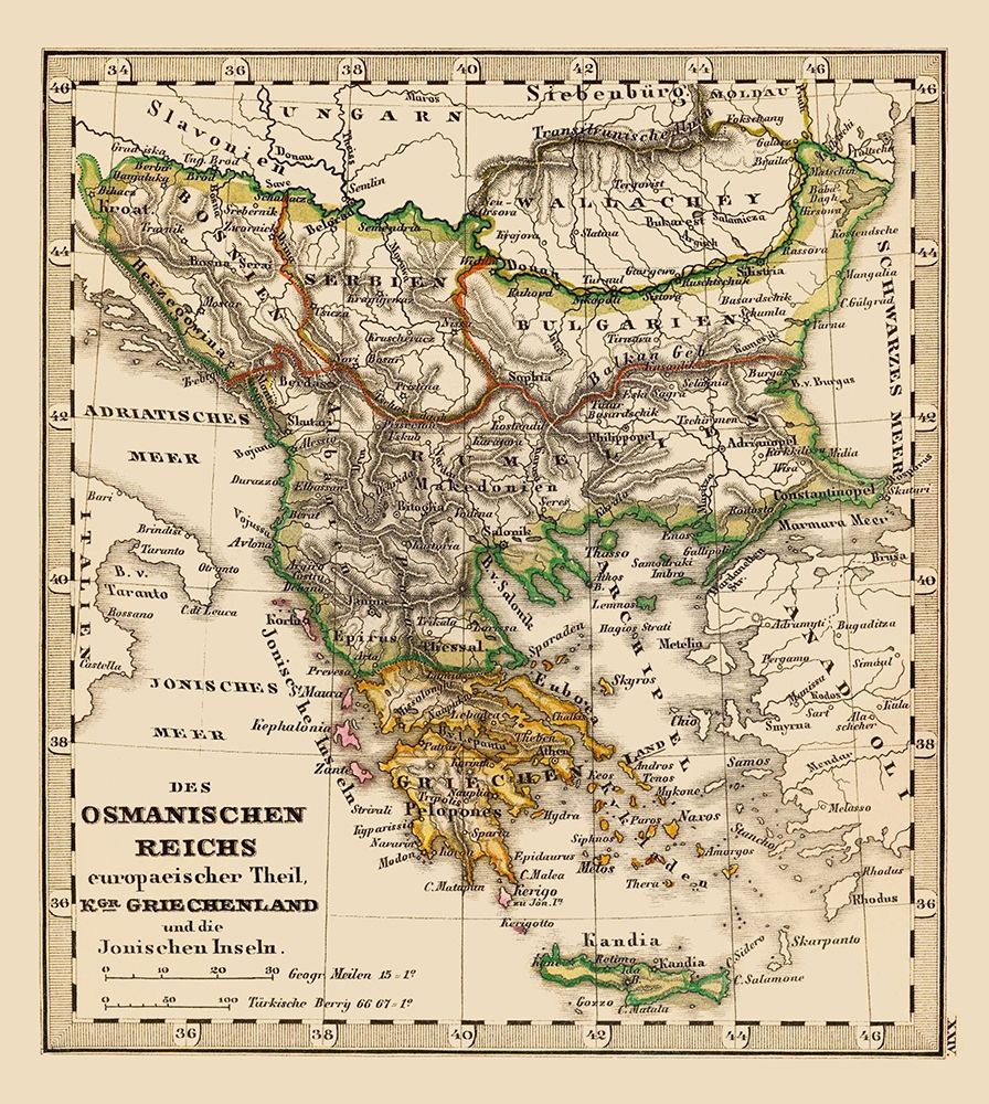 Greece Turkey - Stieler 1852 art print by Stieler for $57.95 CAD