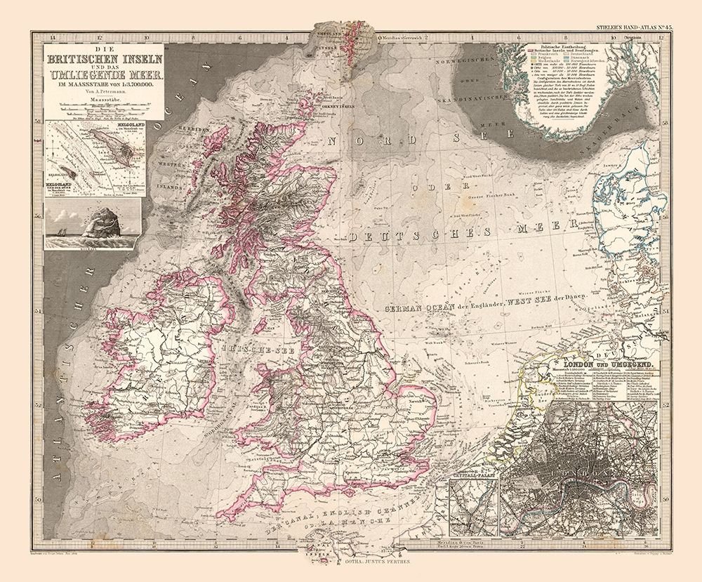 Europe British Isles - Stieler  1885 art print by Stieler for $57.95 CAD