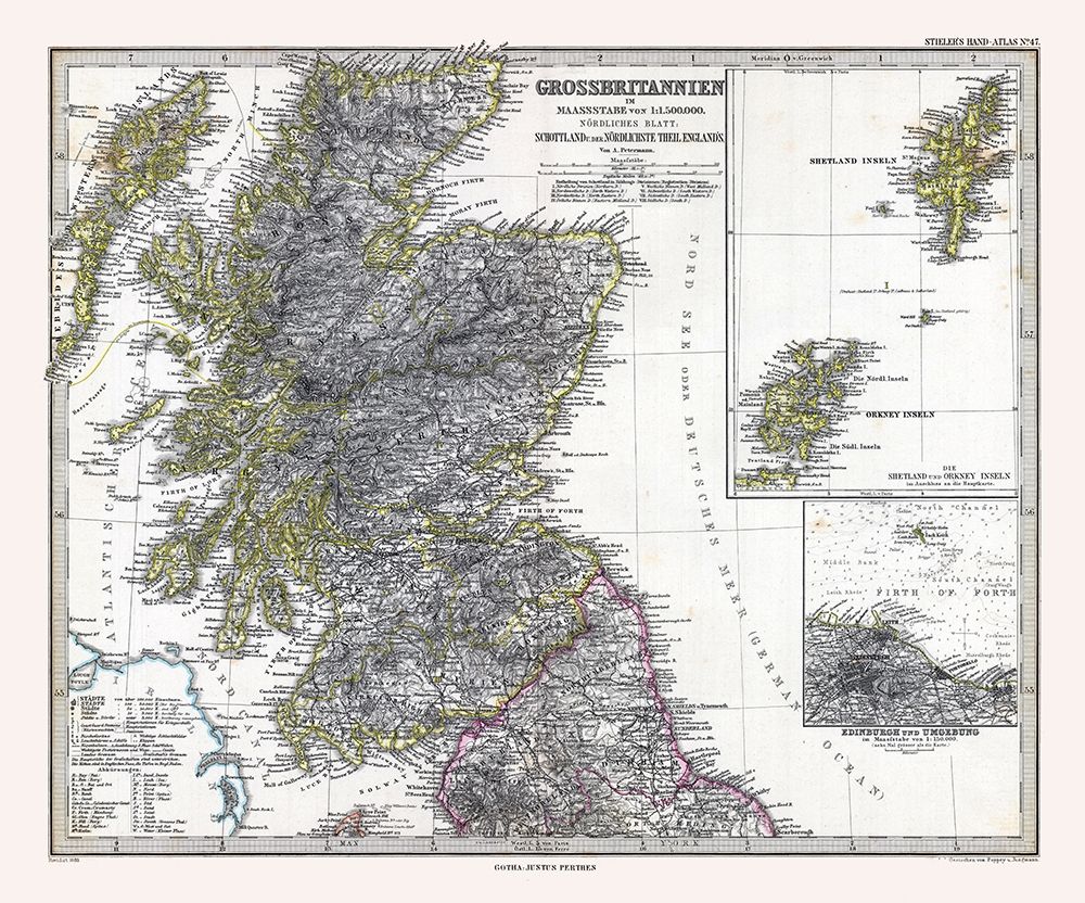 Northern England Scotland - Stieler  1885 art print by Stieler for $57.95 CAD