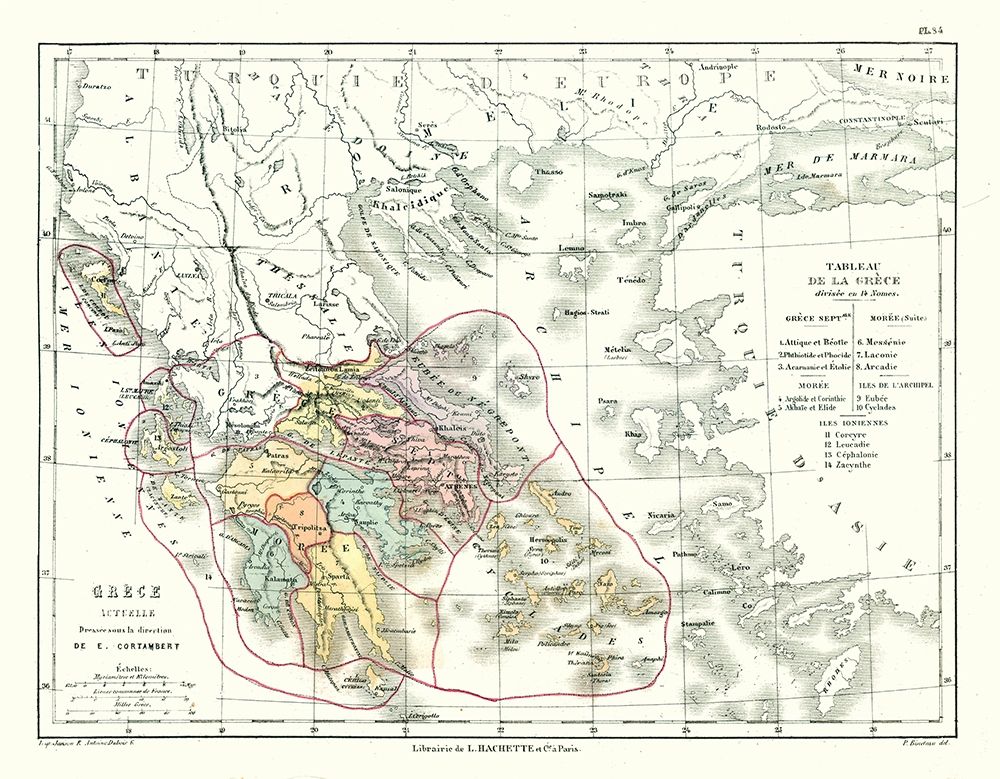 Greece - Cortambert 1880 art print by Cortambert for $57.95 CAD