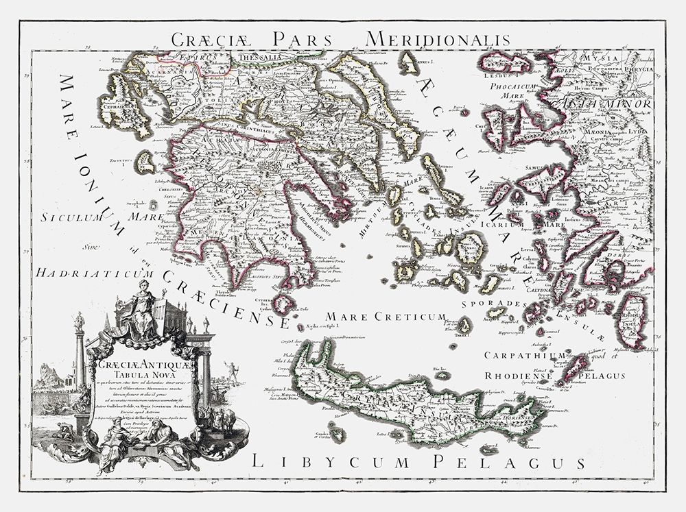 Ancient South Greece - De Lisle 1731 art print by De L isle for $57.95 CAD
