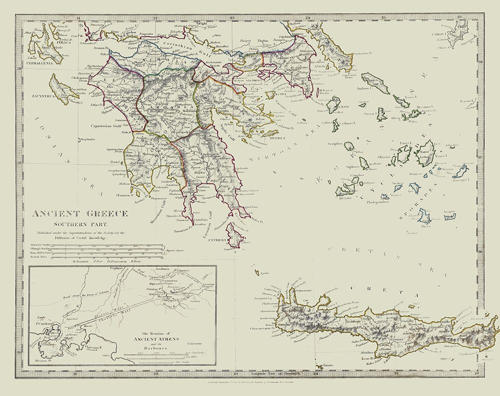Ancient Greece Southern Part - Chapman 1829 art print by Chapman for $57.95 CAD