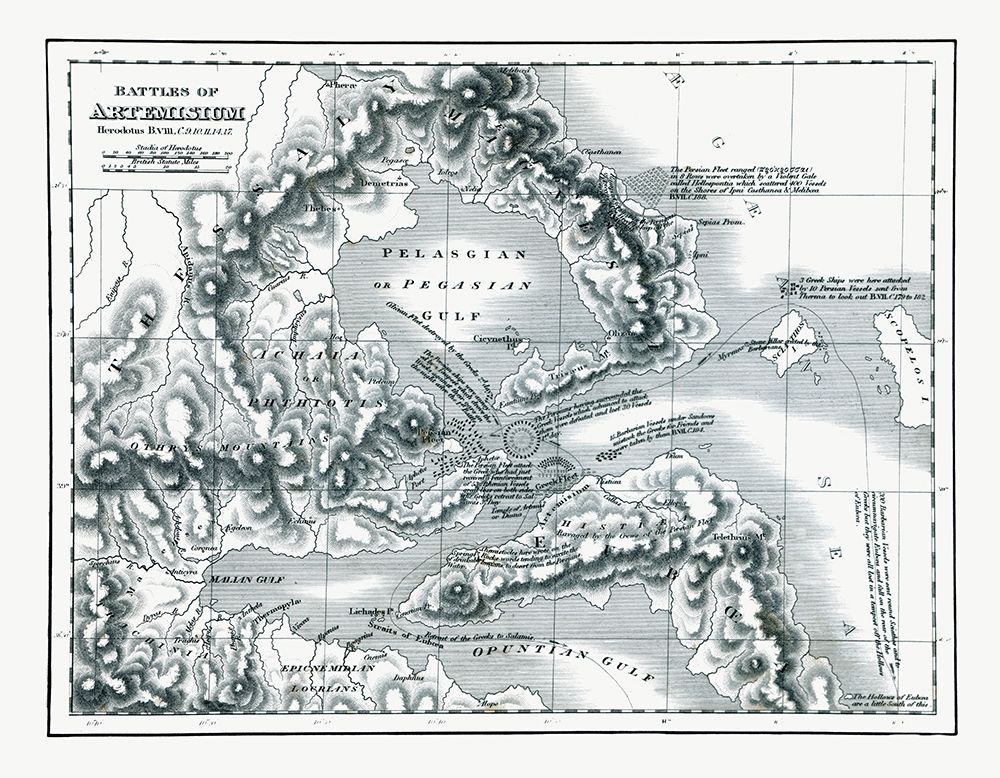 Battles of Artemisium - Greece - Oxford 1828 art print by Unknown for $57.95 CAD