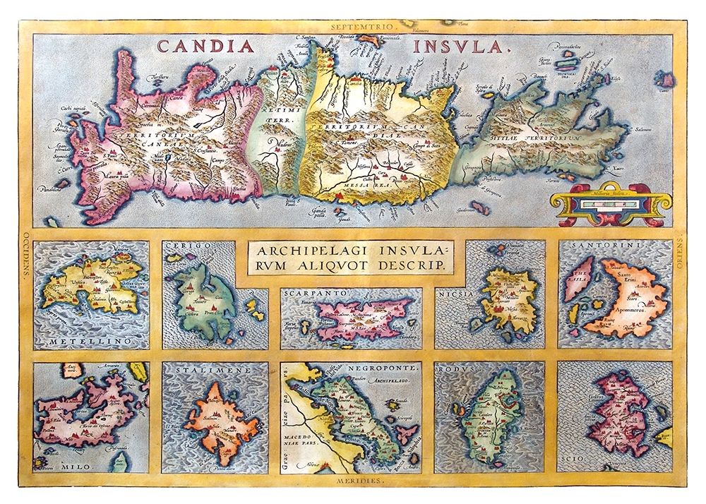 Ancient Greek Islands Greece - Ortelius 1570 art print by Ortelius for $57.95 CAD